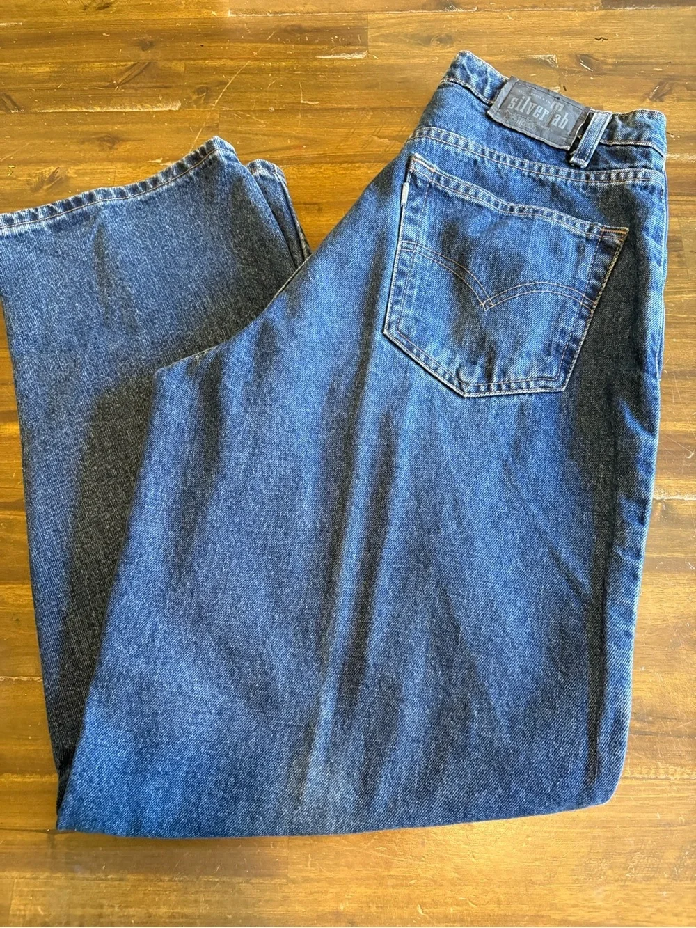 Levi’s Silvertab Baggy Blue Denim Jeans Vintage Wide 32X30 Mens Distressed Y2K